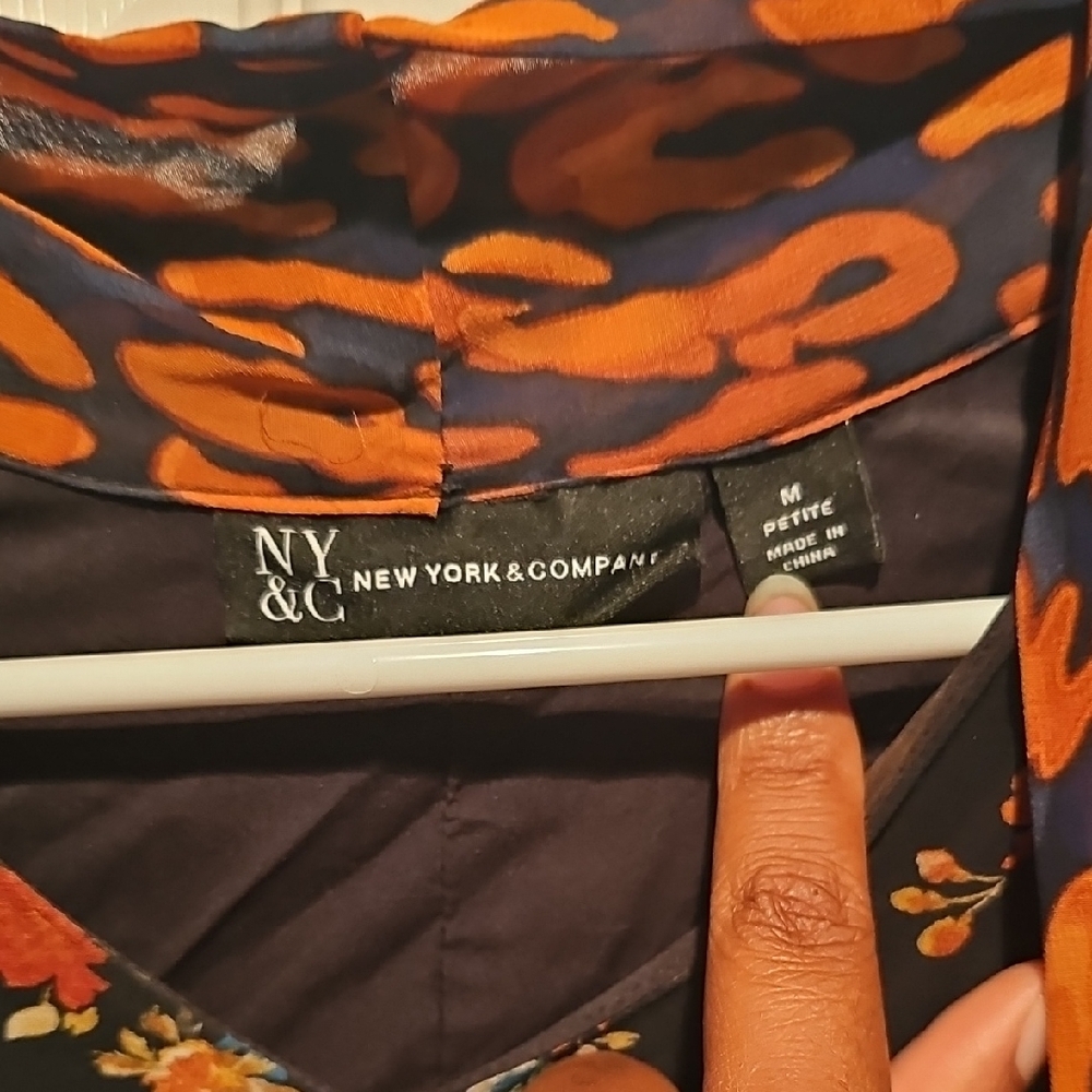 New York & Company Black and Orange Midi Dress - Picture 3 of 3